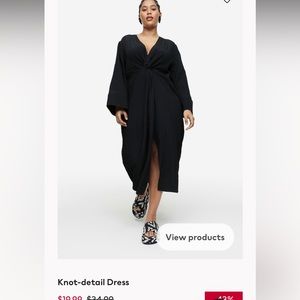 H&M Knot-detail Black Casual Dress